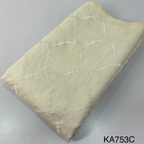 Thread Embroidered Chanderi Silk Fabric KA753